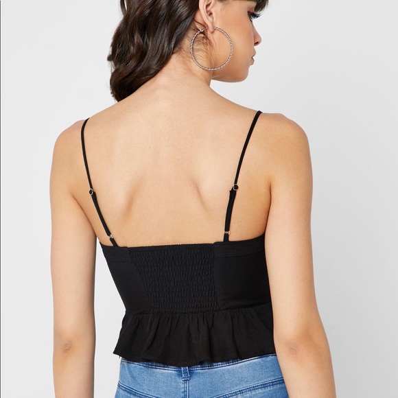 NWOT Forever 21 Button Down Crop Cami Top Black - Picture 3 of 3